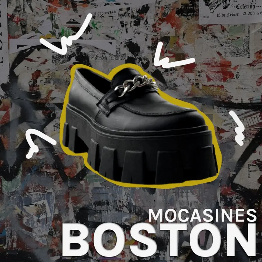 mocasin boston negro opaco impia frente