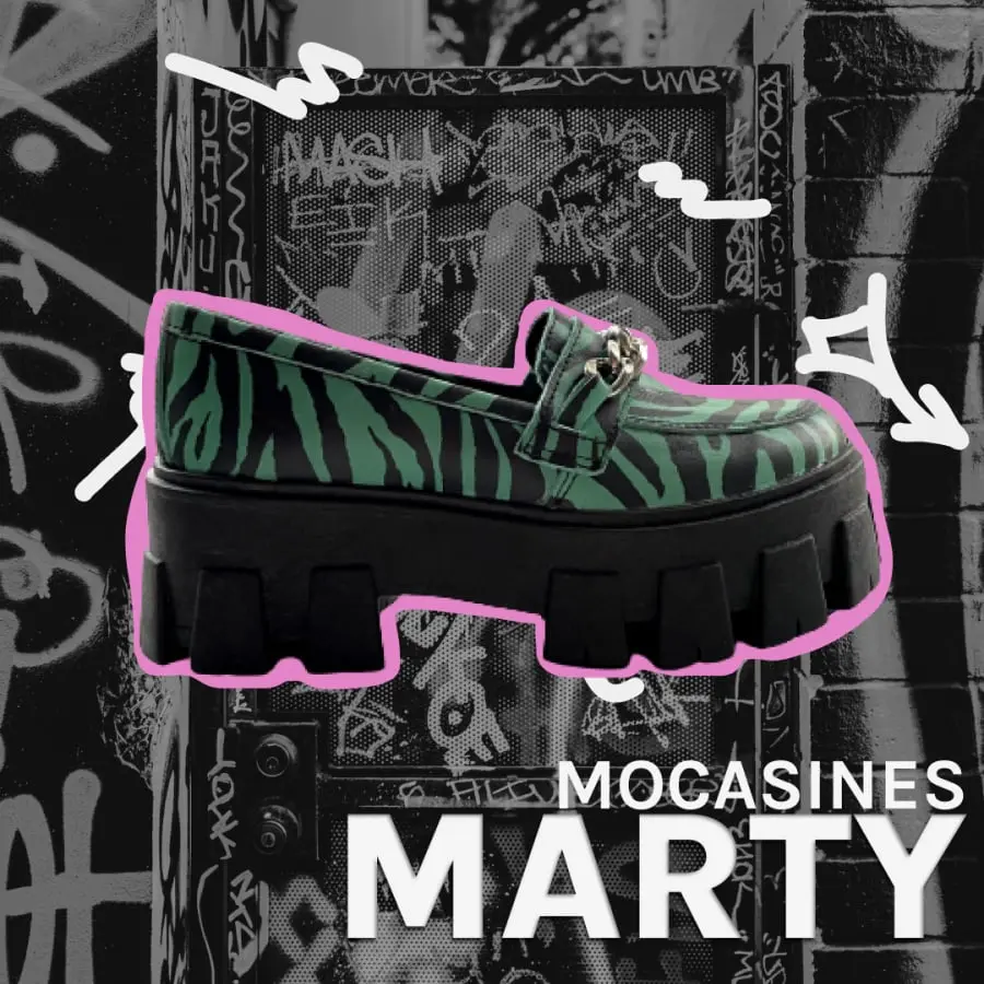 mocasin marty cuero verde zebra lateral