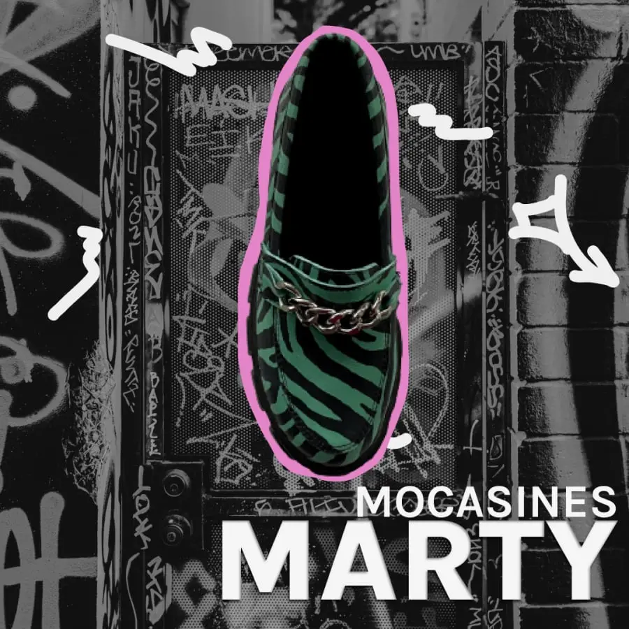 mocasin marty cuero verde zebra superior