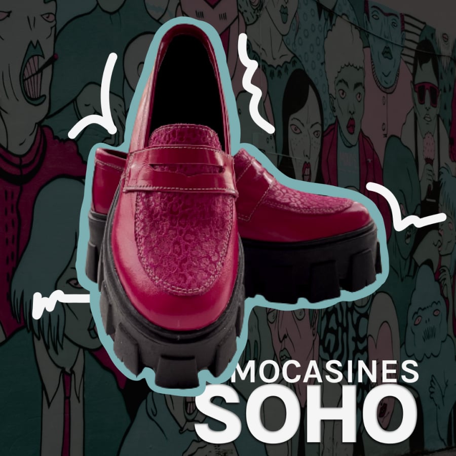 mocasines de cuero fucsia leopardo modelo soho